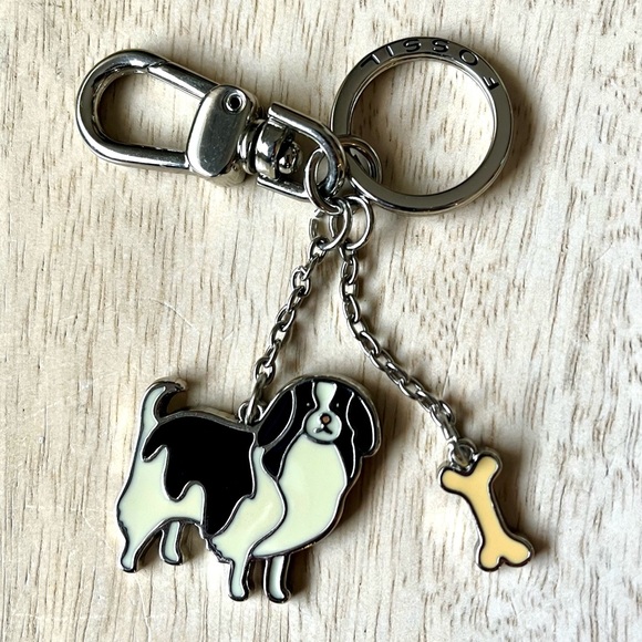 FOSSIL key fob chain puppy and bone enamel charms - Picture 1 of 1